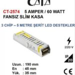Cata CT-2574 5 Amper Şerit LED Trafosu 60W Slim Model 3 Çip